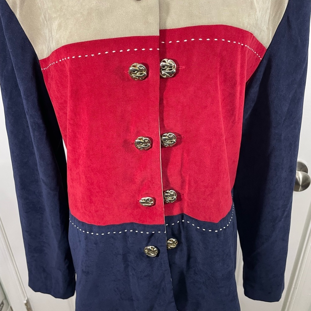 Vintage Leslie Fay Colorblock Women's Jacket Blazer  Size 16 - Picture 4 of 8